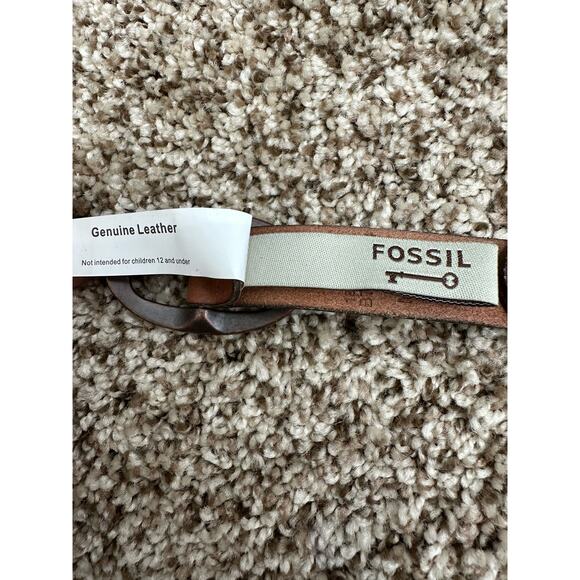 Fossil Belt Women's S Rivet Multi Colored Brown Leather Sectioned Metal Buckle - Picture 9 of 12